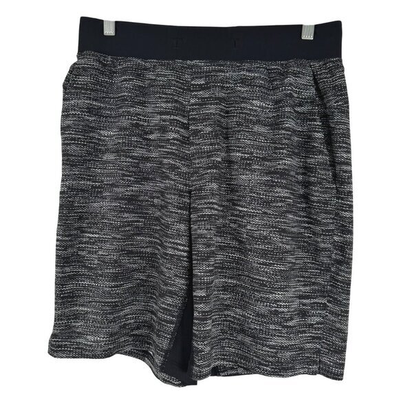 Lululemon T.H.E. Short Linerless 9"‎ Mens Medium Black White Printed SS-1808 - Picture 1 of 7